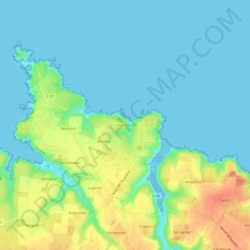 Mappa topografica Port Puce, altitudine, rilievo