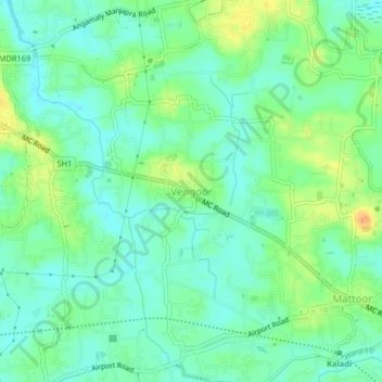 Mappa topografica Vengoor, altitudine, rilievo