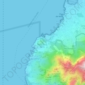 Mappa topografica Mont Rose, altitudine, rilievo