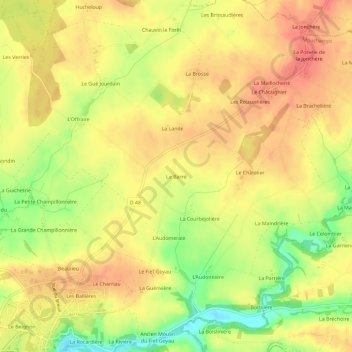 Mappa topografica Le Barré, altitudine, rilievo