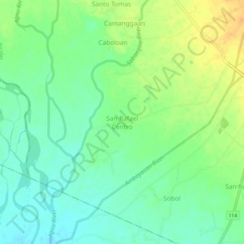 Mappa topografica San Rafael Centro, altitudine, rilievo