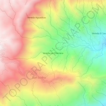 Mappa topografica Vereda La Chorrera, altitudine, rilievo