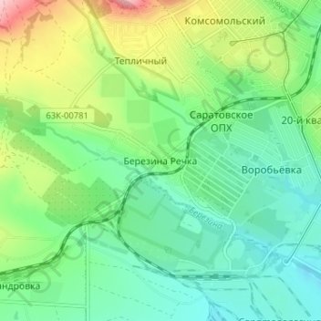 Mappa topografica Березина Речка, altitudine, rilievo