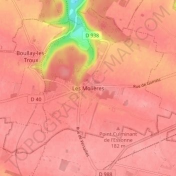 Mappa topografica Les Molières, altitudine, rilievo