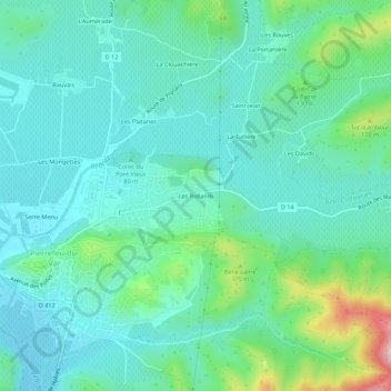 Mappa topografica Les Rollands, altitudine, rilievo