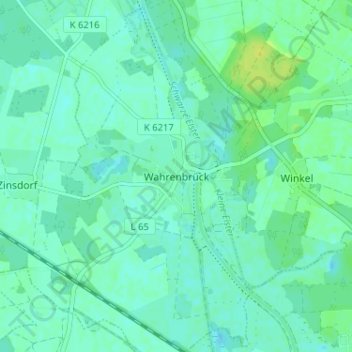 Mappa topografica Wahrenbrück, altitudine, rilievo