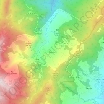 Mappa topografica Casarola, altitudine, rilievo