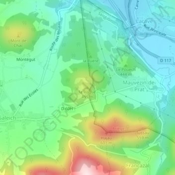Mappa topografica la Roque, altitudine, rilievo