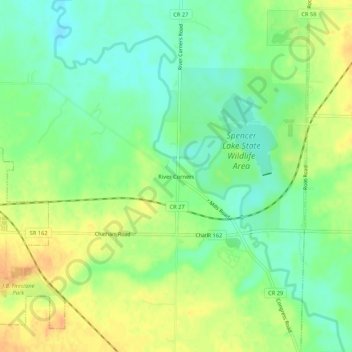 Mappa topografica River Corners, altitudine, rilievo