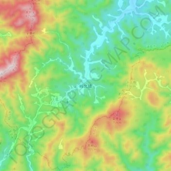 Mappa topografica 岭北镇, altitudine, rilievo