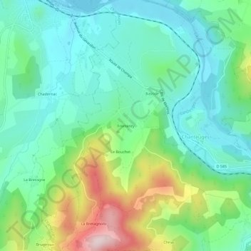 Mappa topografica Fromenty, altitudine, rilievo