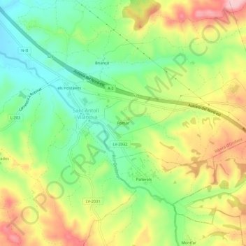 Mappa topografica Pomar, altitudine, rilievo