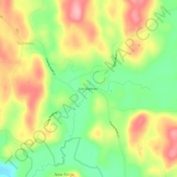 Mappa topografica East Taghkanic, altitudine, rilievo