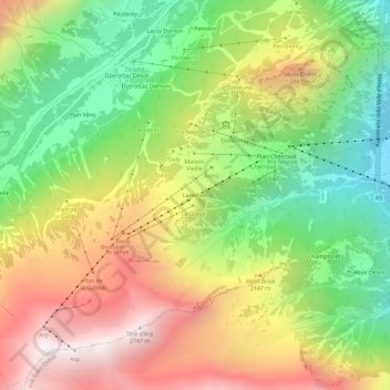 Mappa topografica Larechon, altitudine, rilievo