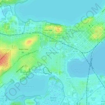 Mappa topografica Bowens Addition, altitudine, rilievo