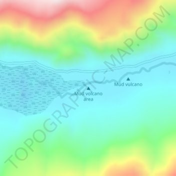 Mappa topografica Mud volcano area, altitudine, rilievo