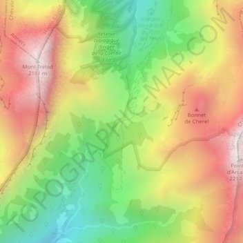 Mappa topografica Col du Chérel, altitudine, rilievo