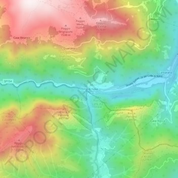 Mappa topografica Ponte di Nava, altitudine, rilievo