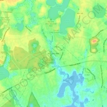 Mappa topografica Marstons Mills, altitudine, rilievo