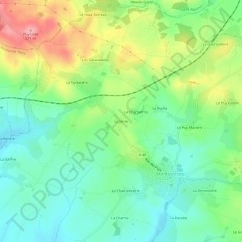 Mappa topografica La Jarrie, altitudine, rilievo