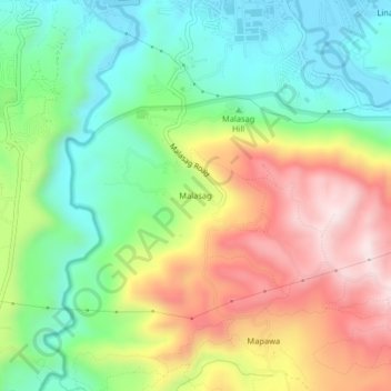 Mappa topografica Malasag, altitudine, rilievo