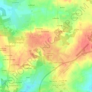 Mappa topografica La Brousse, altitudine, rilievo