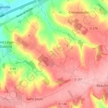 Mappa topografica Le Carouge, altitudine, rilievo