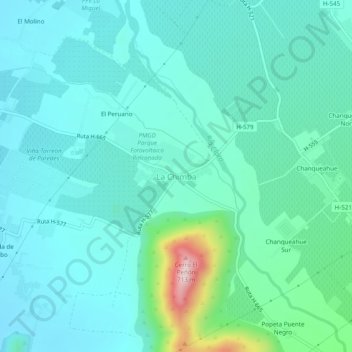 Mappa topografica La Chimba, altitudine, rilievo