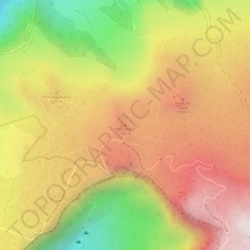 Mappa topografica Piton Textor, altitudine, rilievo