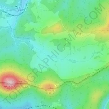 Mappa topografica Le Hang, altitudine, rilievo