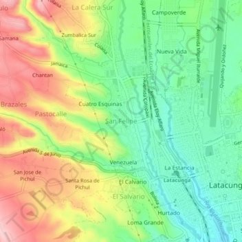 Mappa topografica San Felipe, altitudine, rilievo