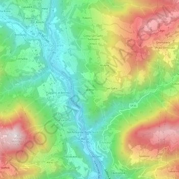 Mappa topografica Callameri, altitudine, rilievo