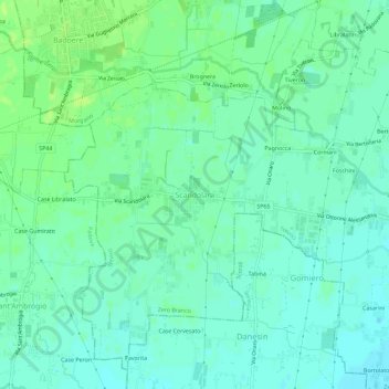 Mappa topografica Scandolara, altitudine, rilievo