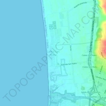 Mappa topografica Caleta San Pedro, altitudine, rilievo