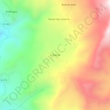 Mappa topografica El Palmal, altitudine, rilievo