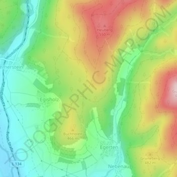 Mappa topografica Auf der Stelle, altitudine, rilievo