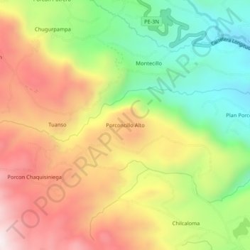 Mappa topografica Porconcillo Alto, altitudine, rilievo