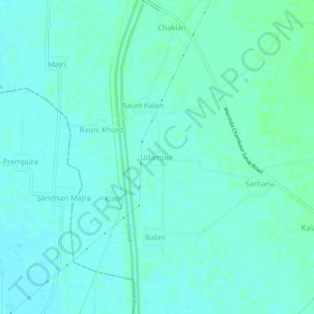 Mappa topografica Udampur, altitudine, rilievo