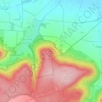 Mappa topografica Wöbelsburg, altitudine, rilievo