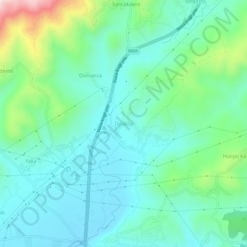 Mappa topografica Düzköy, altitudine, rilievo
