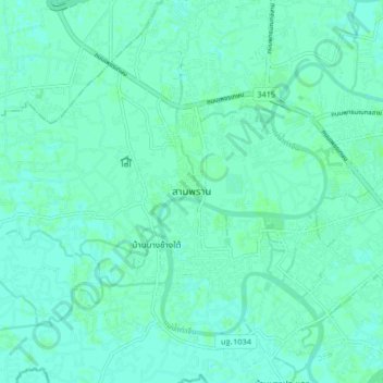 Mappa topografica Sam Phran, altitudine, rilievo