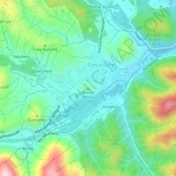 Mappa topografica Monte Orfano, altitudine, rilievo
