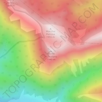 Mappa topografica Monte Marcolano, altitudine, rilievo