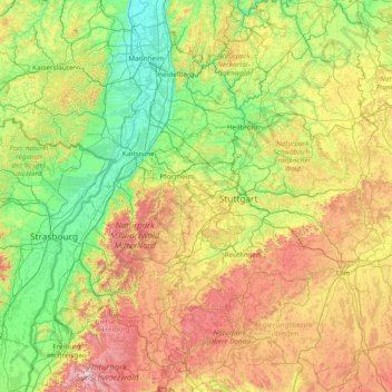 Mappa topografica Heckengäu, altitudine, rilievo