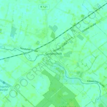 Mappa topografica Godensholt, altitudine, rilievo