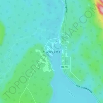 Mappa topografica McLeod Lake, altitudine, rilievo