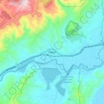 Mappa topografica Paipa, altitudine, rilievo