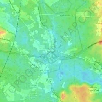Mappa topografica Squankum, altitudine, rilievo