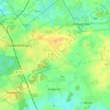 Mappa topografica Süderbraruproy, altitudine, rilievo