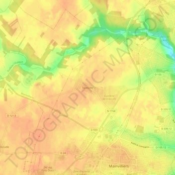Mappa topografica Seresville, altitudine, rilievo